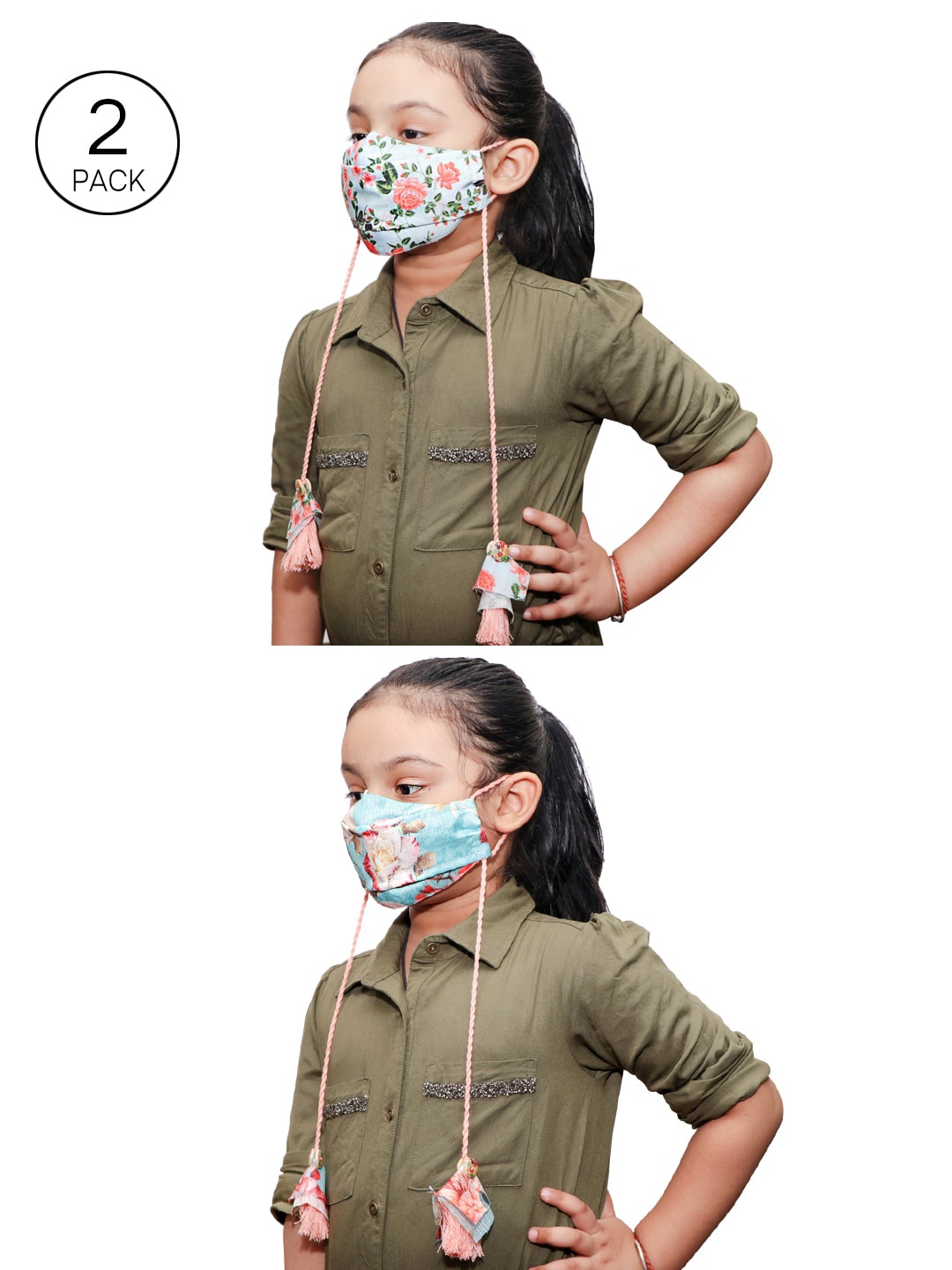 

JBN Creation Kids Pack Of 2 Printed 3-Ply Reusable Outdoor Face Masks, Multi