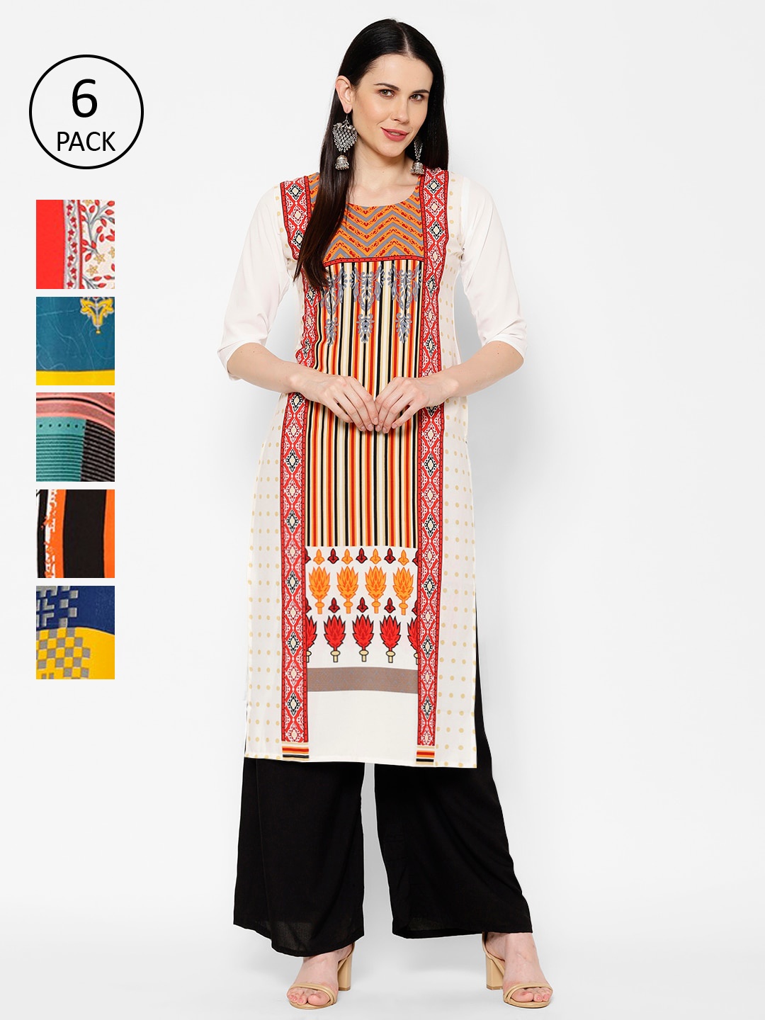 

7Threads Women Multicoloured Printed Straight Kurta, Multi
