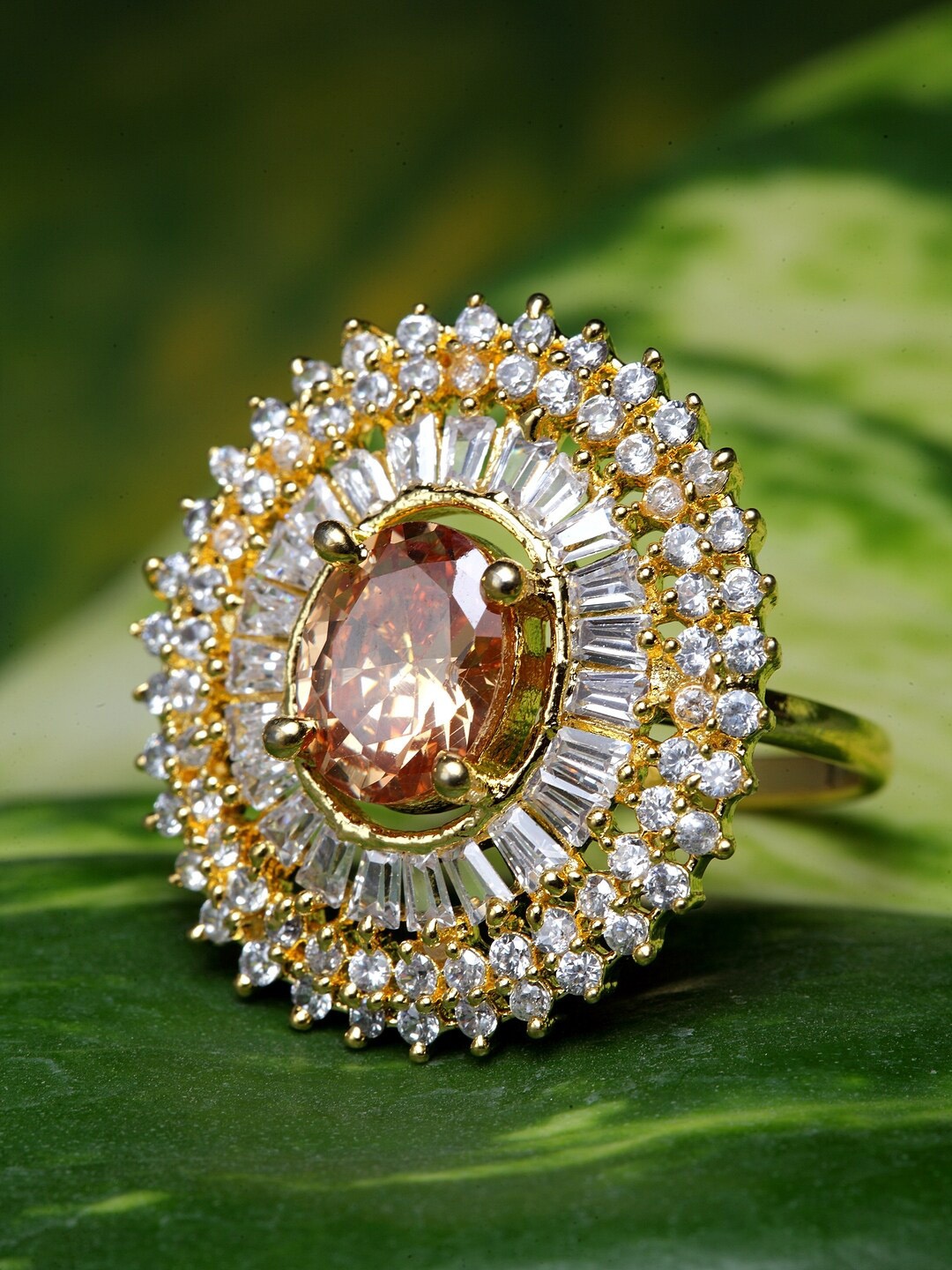 

ANIKAS CREATION Gold Plated White AD-Studded Handcrafted Finger Ring