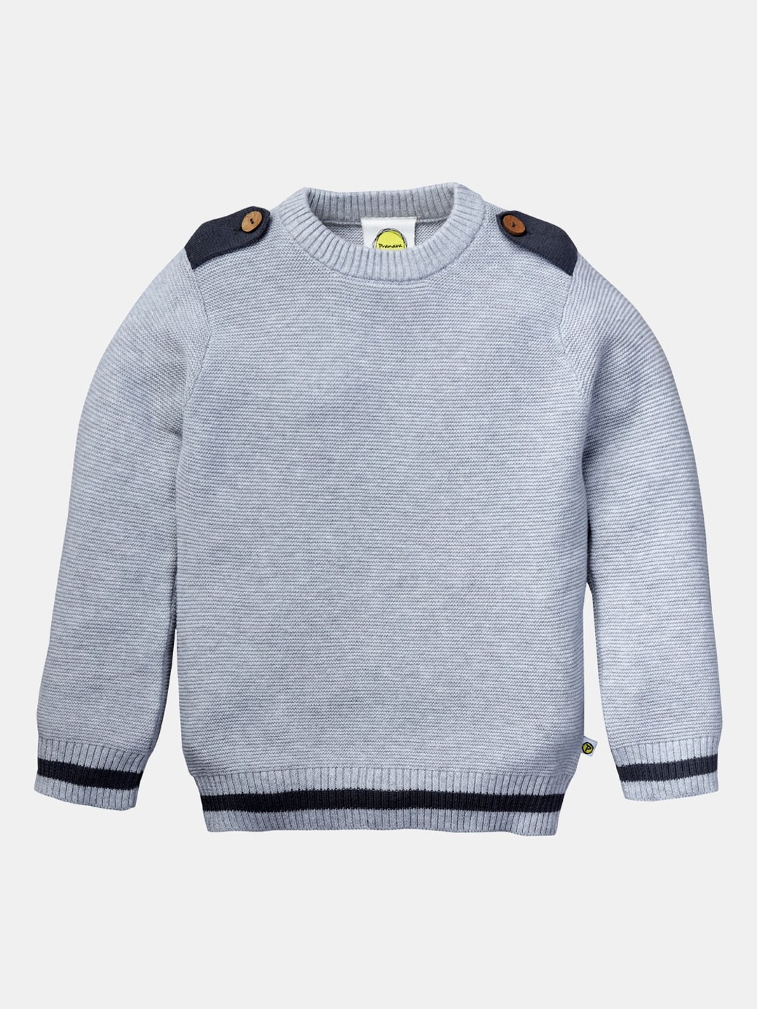 

Pranava Boys Grey Solid Organic Cotton Pullover Sweater