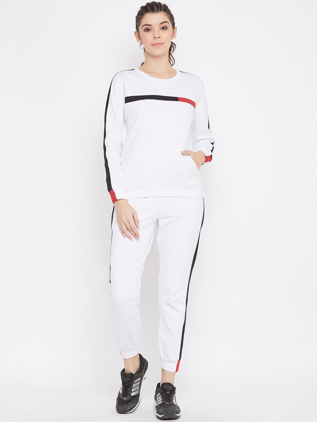 

Bishop Women White & Black Solid Tracksuit