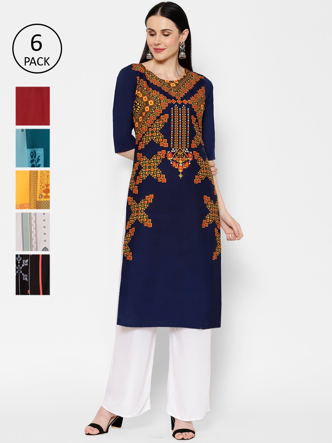

7Threads Women Multicoloured Printed Straight Kurta, Multi
