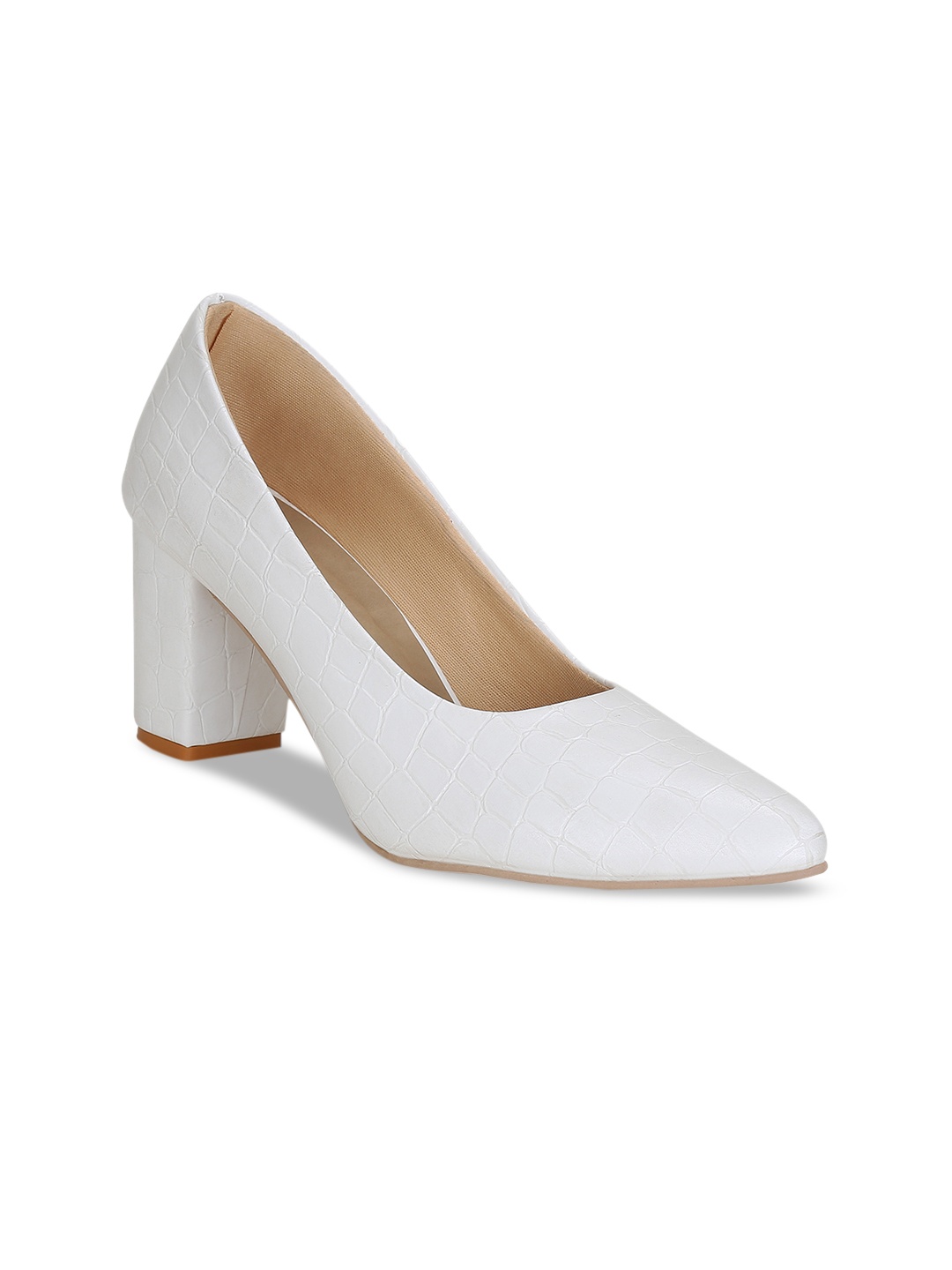 

Get Glamr Women White Textured Pumps