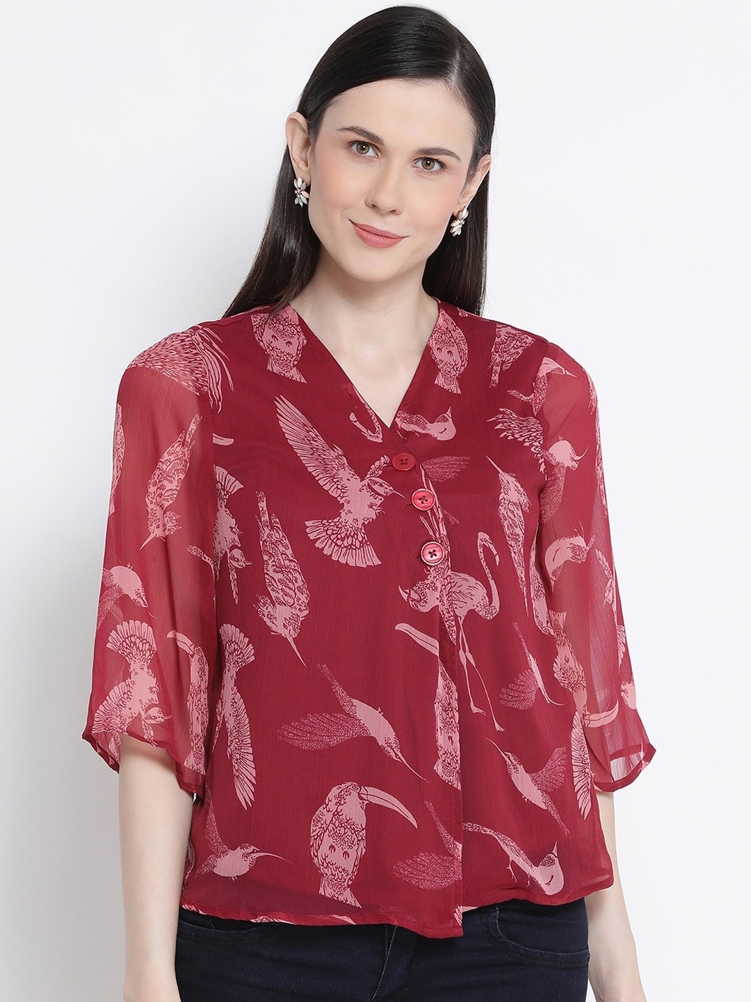 

Oxolloxo Women Maroon Printed Top