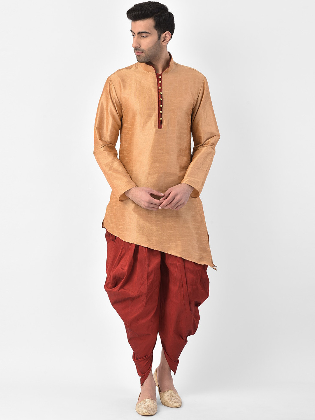 

SG LEMAN Men Khaki & Brown Solid Kurta with Dhoti Pants