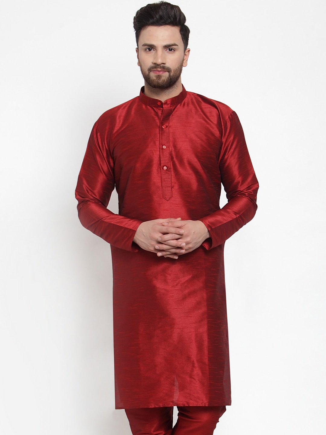 

Jompers Men Maroon Solid Straight Kurta