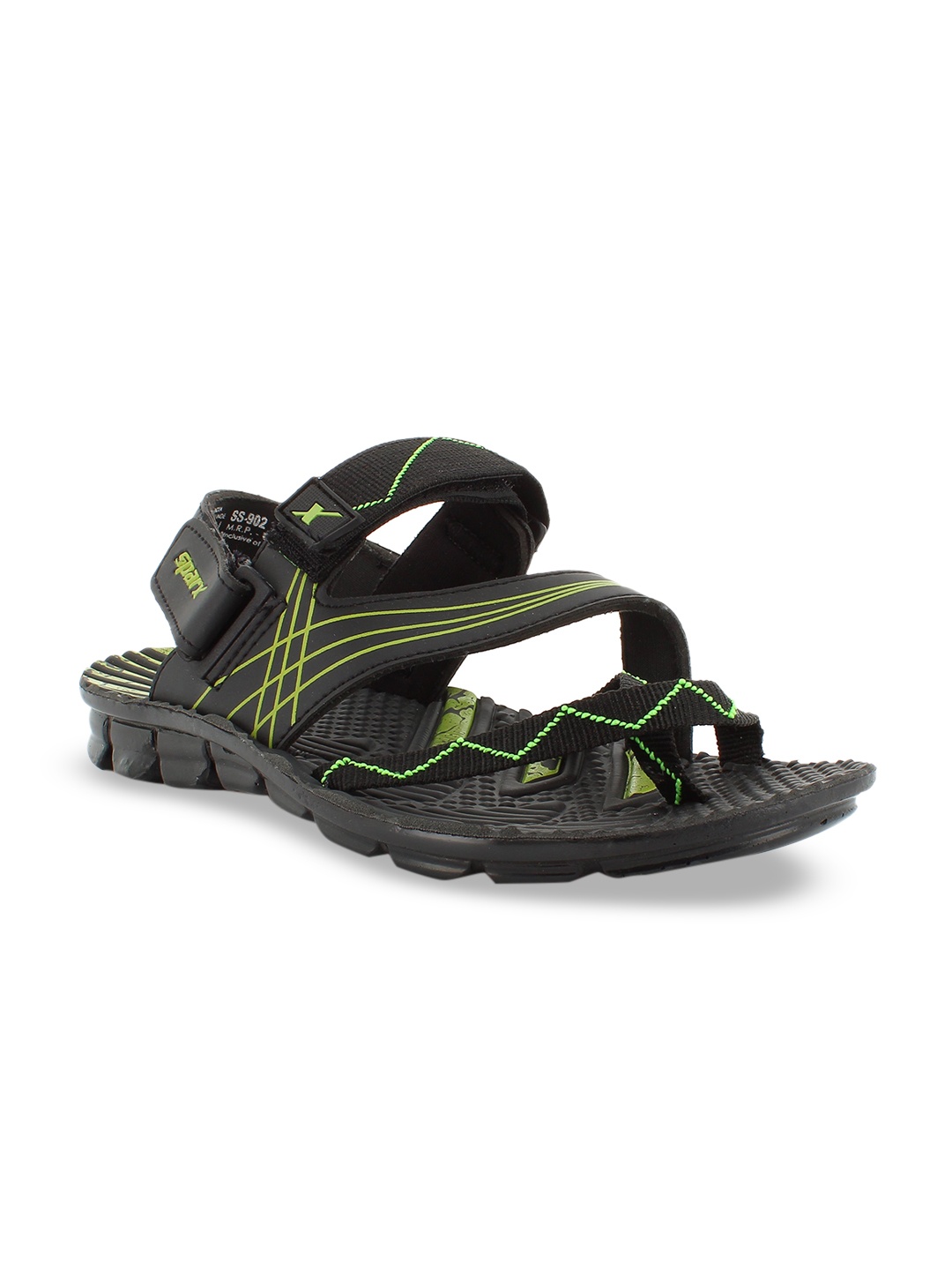 

Sparx Men Black & Fluorescent Green Sports Sandals