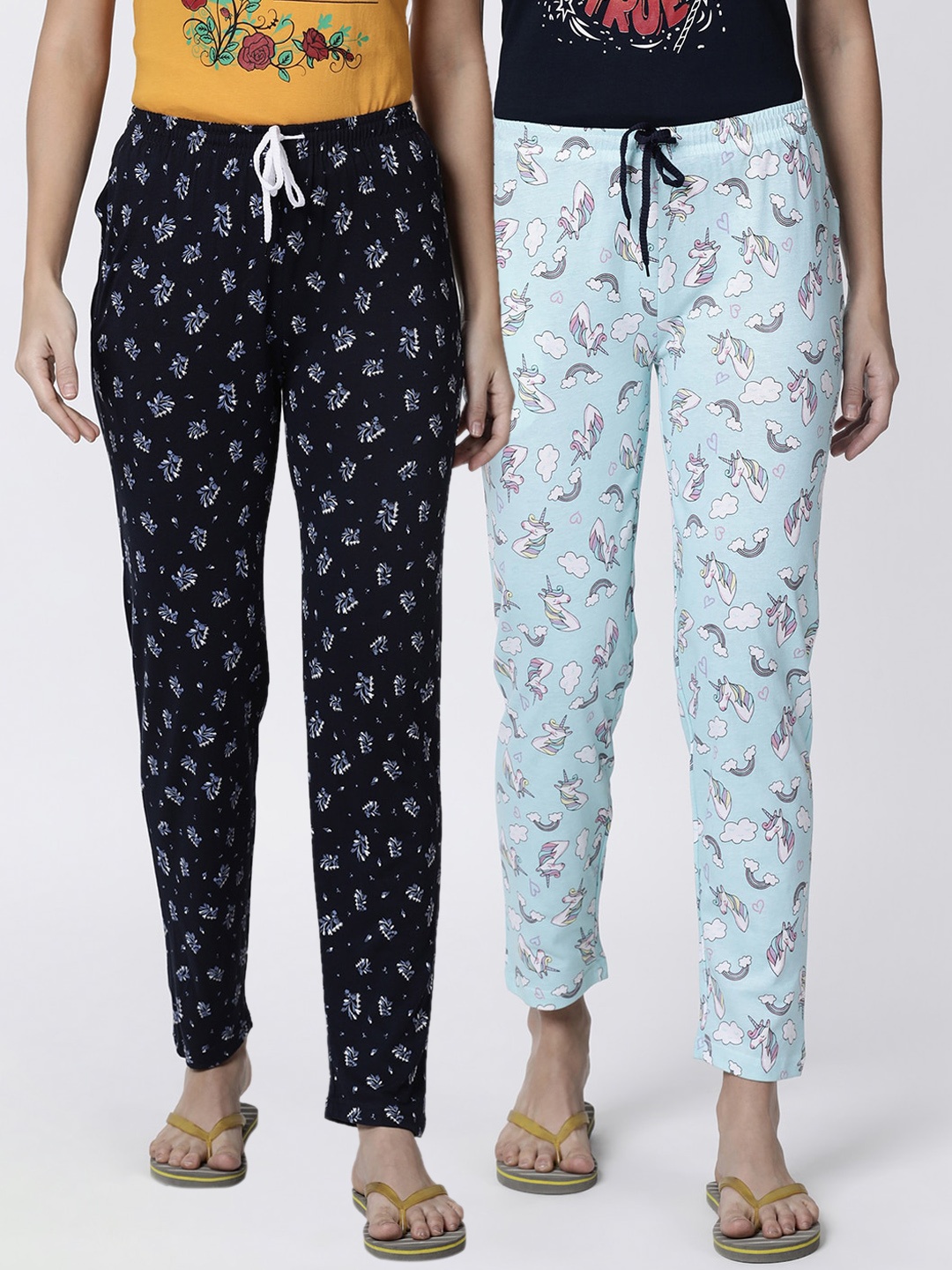 

Kryptic Pack of 2 Blue Printed Lounge Pant
