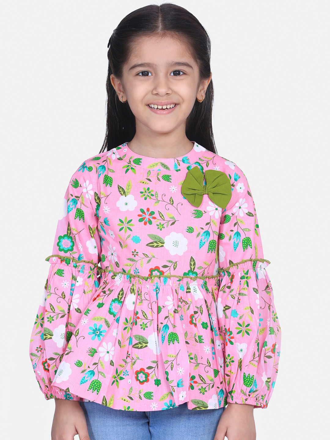 

Cutiekins Girls Pink Printed Peplum Top