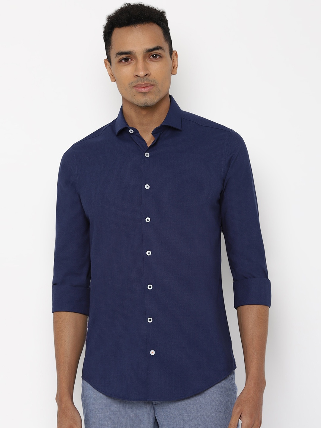 

SIMON CARTER LONDON Men Navy Blue Slim Fit Solid Casual Shirt