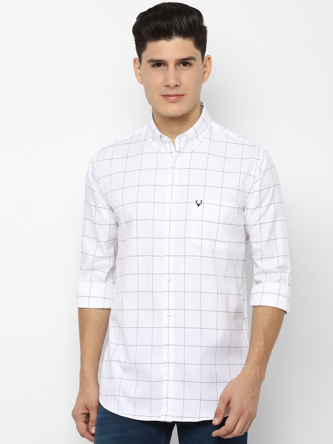 

Allen Solly Men White Slim Fit Checked Casual Shirt