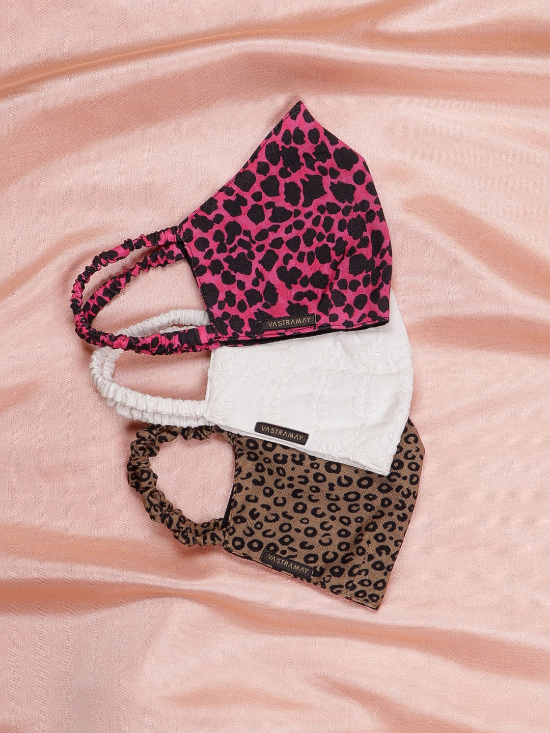 

VASTRAMAY Pack Of 3 Printed 2-Ply Reusable Cloth Face Masks, Pink