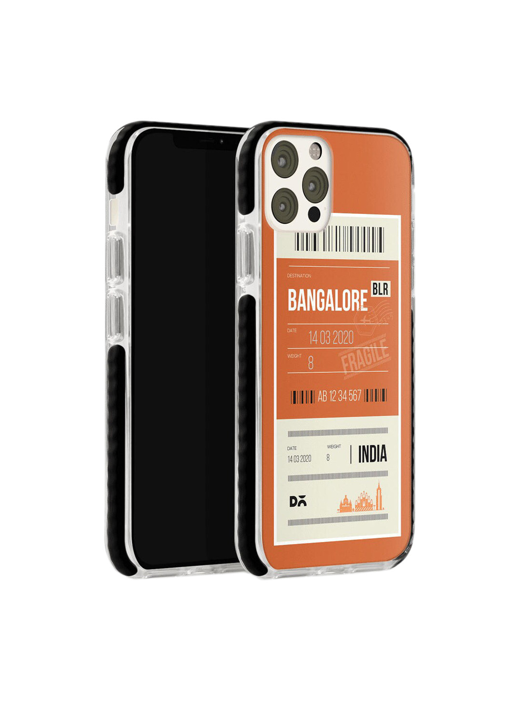 

DailyObjects Orange & Beige Bangalore City Tag iPhone 12 Pro Max Stride Black Cover