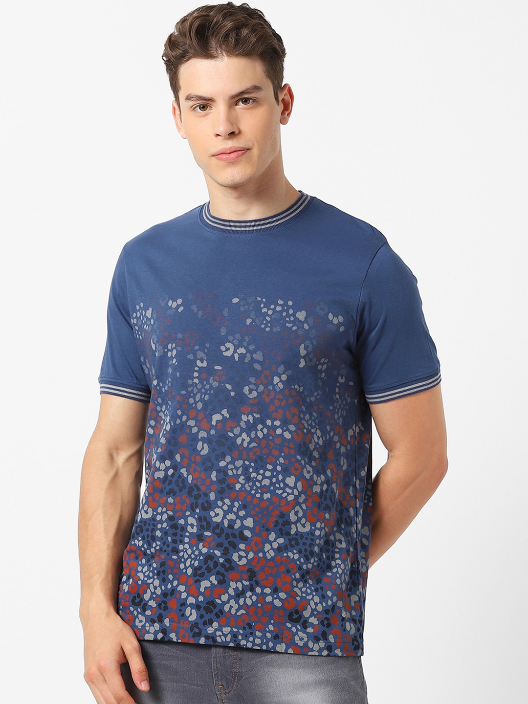 

MARCA Disati Men Blue Printed Round Neck T-shirt