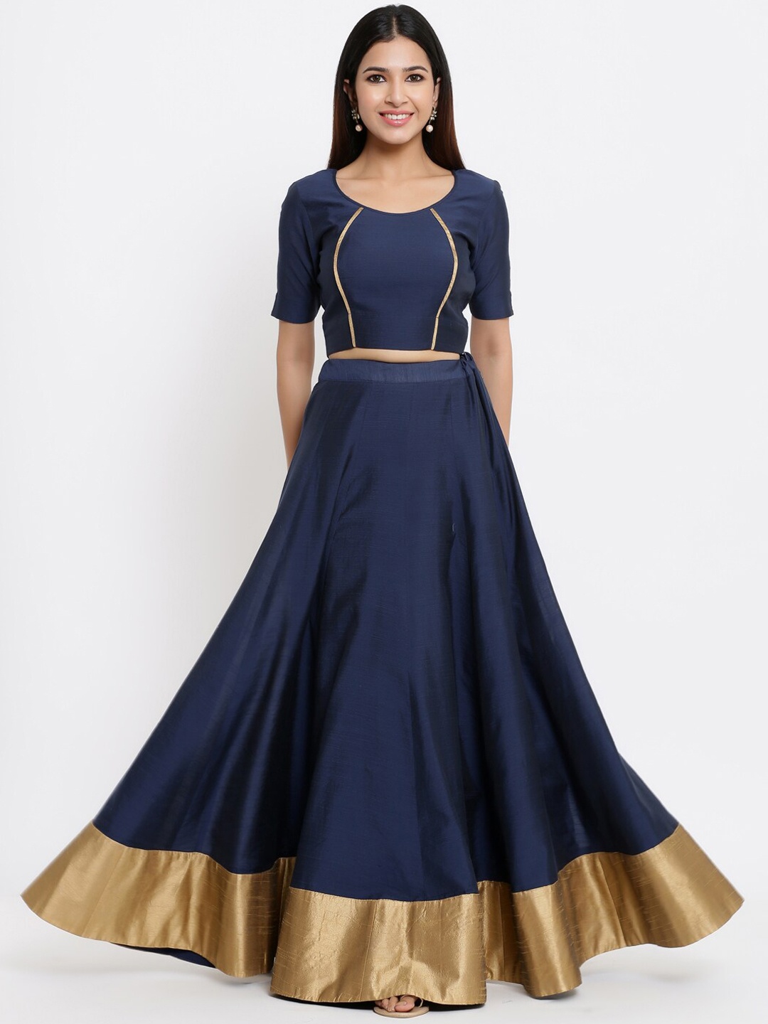 

Indian Virasat Navy Blue Ready to Wear Lehenga with Blouse