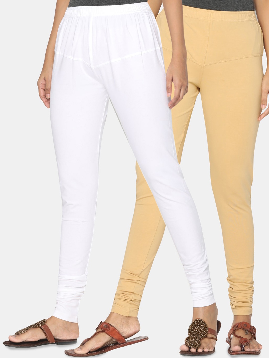 

TSG Bliss Women Pack Of 2 Solid Churidar-Length Leggings, White
