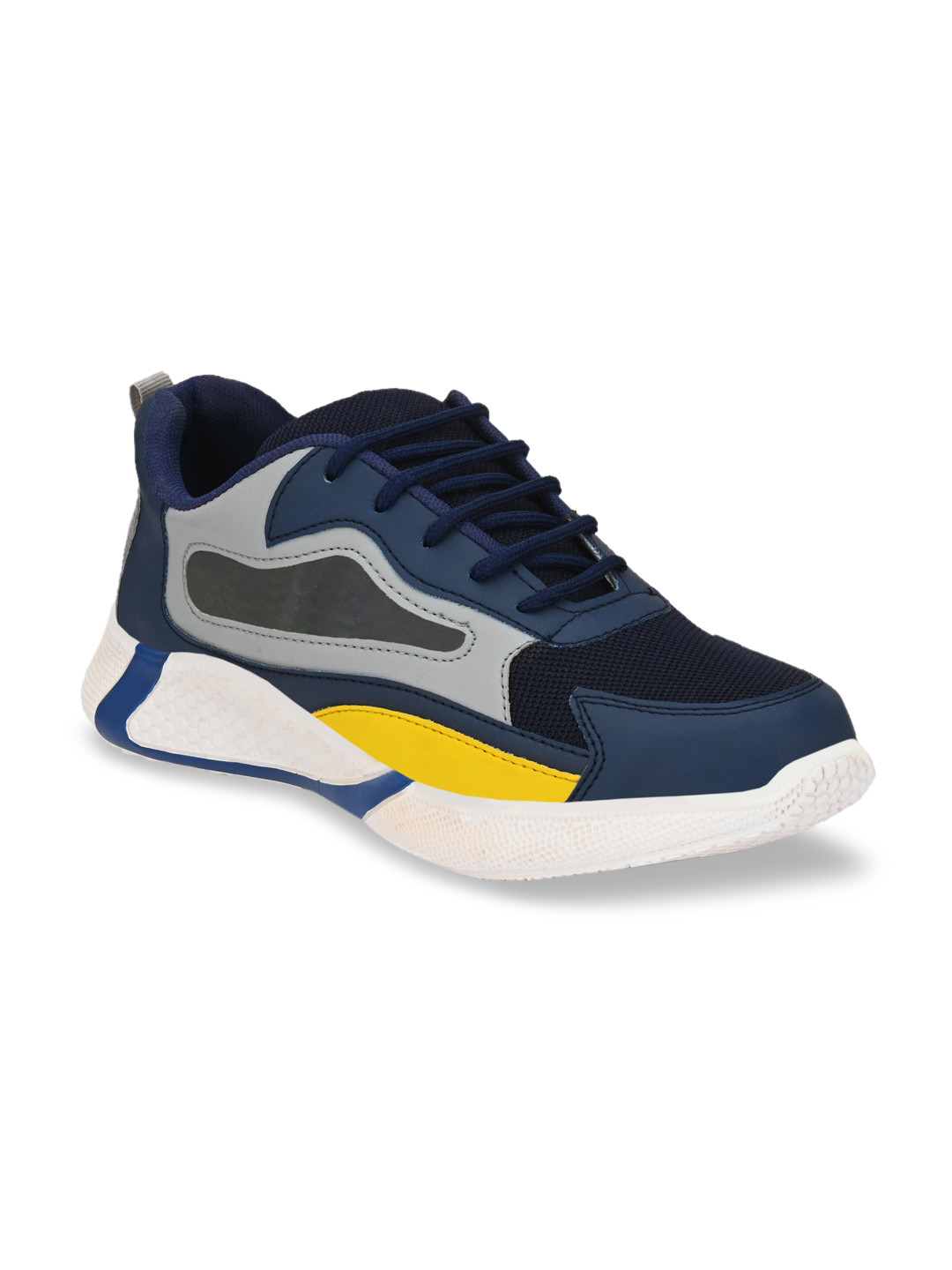 

Walkstyle By El Paso Men Blue & Yellow Colourblocked Sneakers