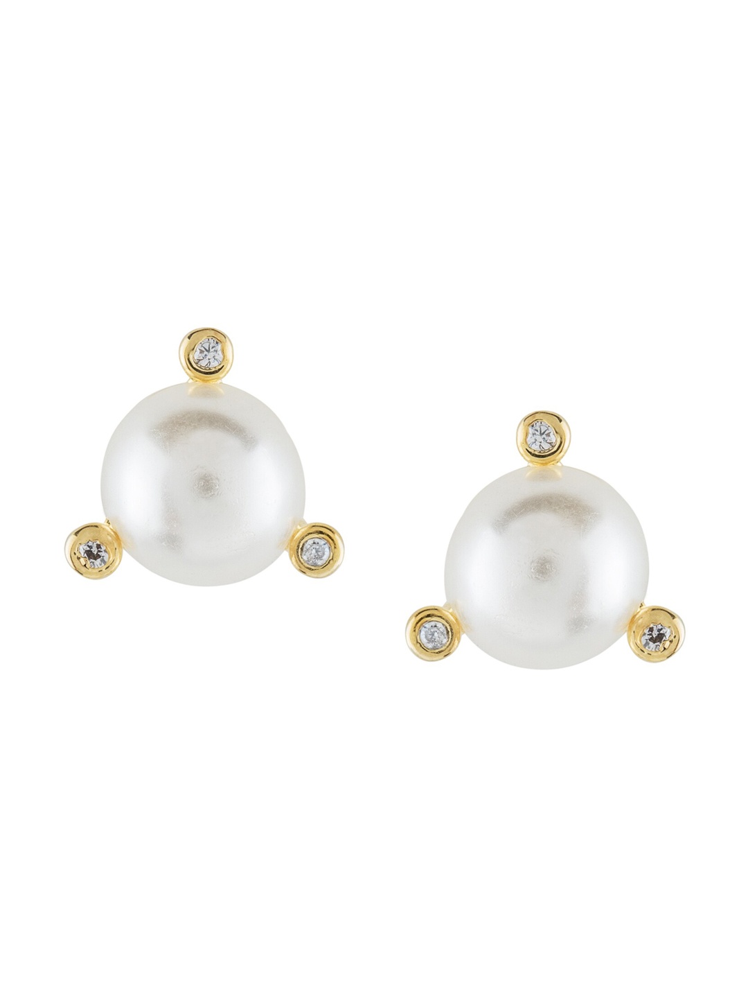 

E2O Gold-Toned & White Contemporary Studs