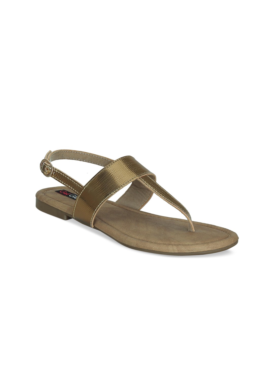 

Get Glamr Women Copper-Toned Solid T-Strap Flats