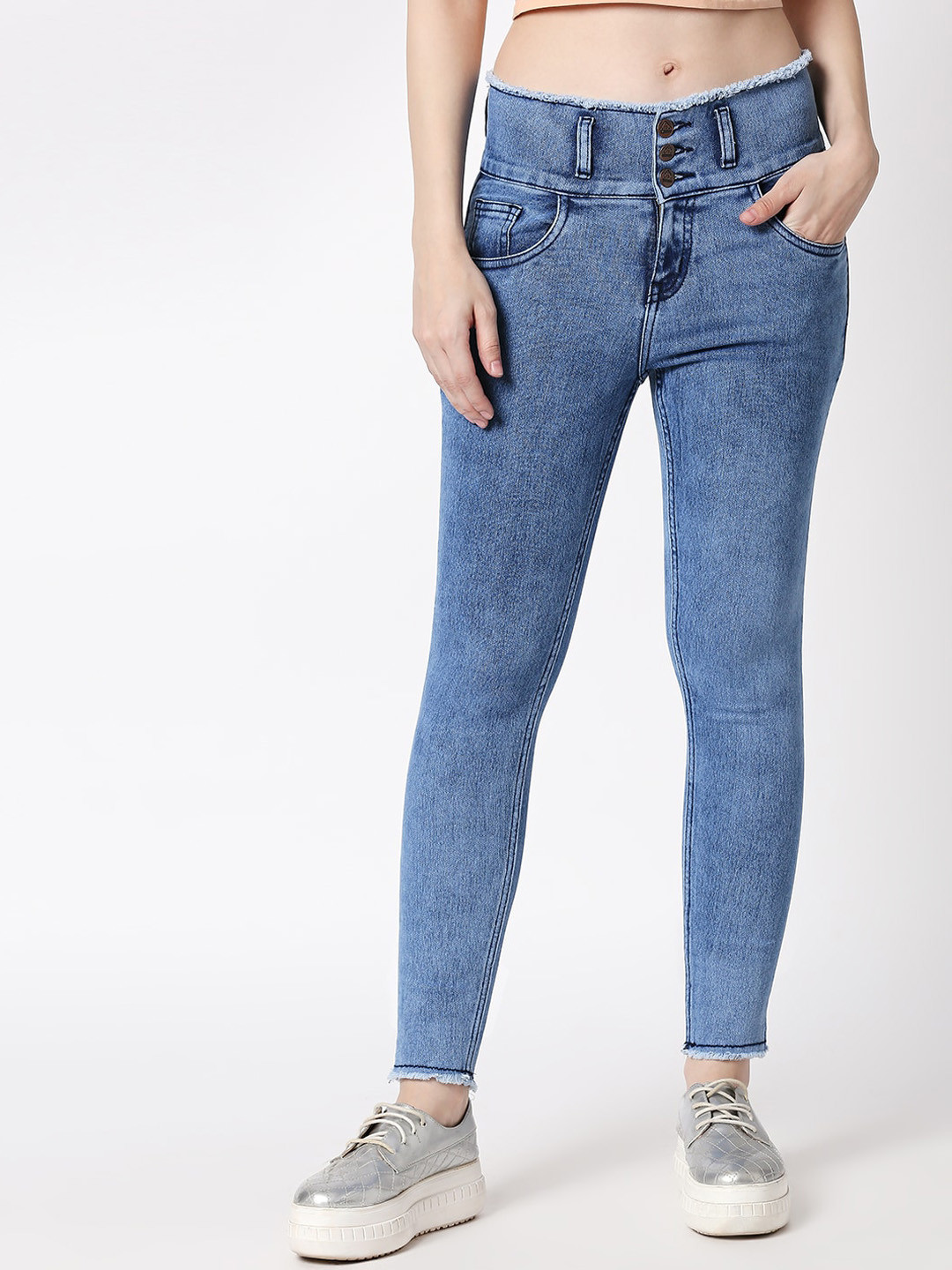 

High Star Women Blue Slim Fit High Waist Jeans