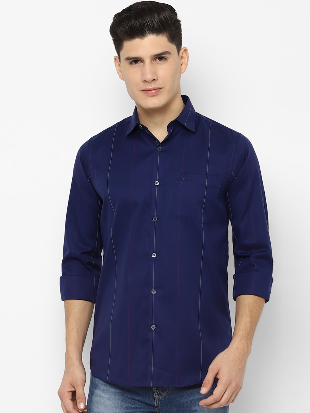 

Allen Solly Men Blue Slim Fit Striped Casual Shirt