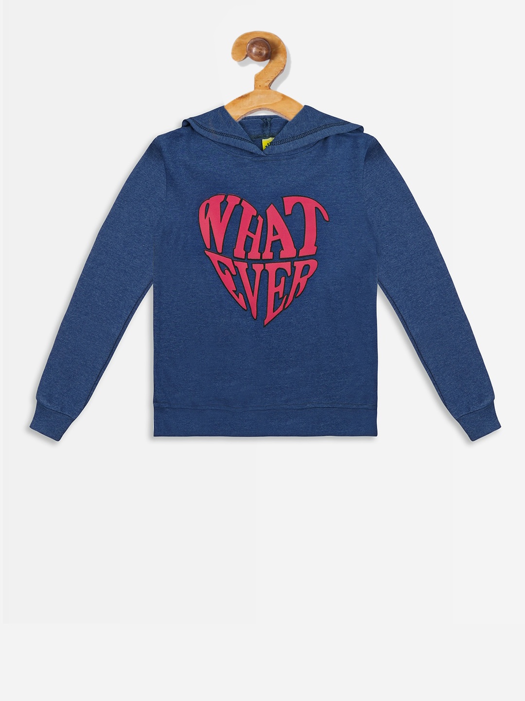 

Punkster Girls Blue Printed Hooded Sweatshirt