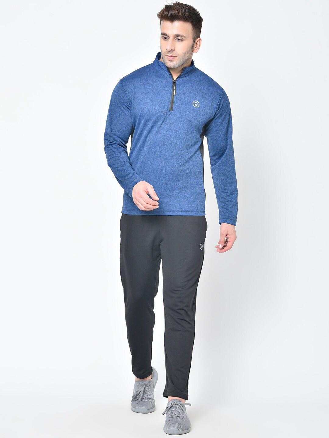 

CHKOKKO Men Blue & Black Solid Track Suit