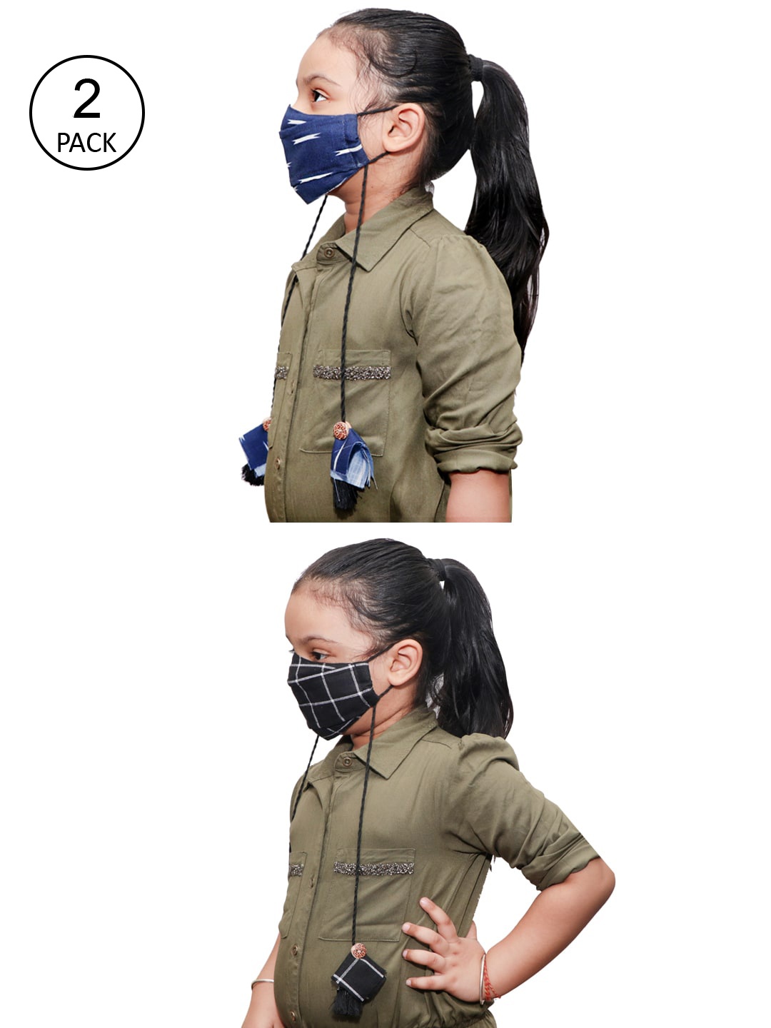 

JBN Creation Kids Pack Of 2 Printed Reusable 3-Ply Cloth Masks, Navy blue