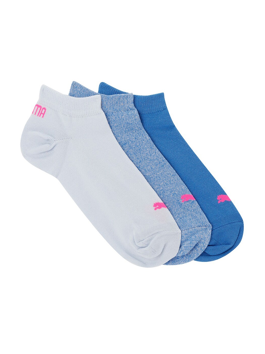 

Puma Unisex Pack Of 3 Solid Ankle-Length Socks, Blue