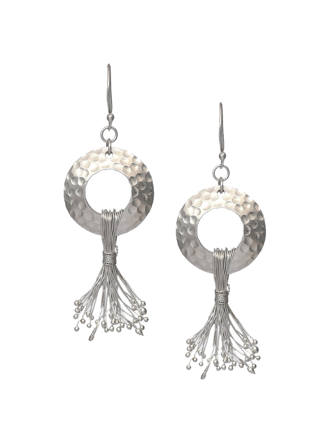 Bodh Design Silver-Toned Handcrafted Contemporary Drop Earrings
