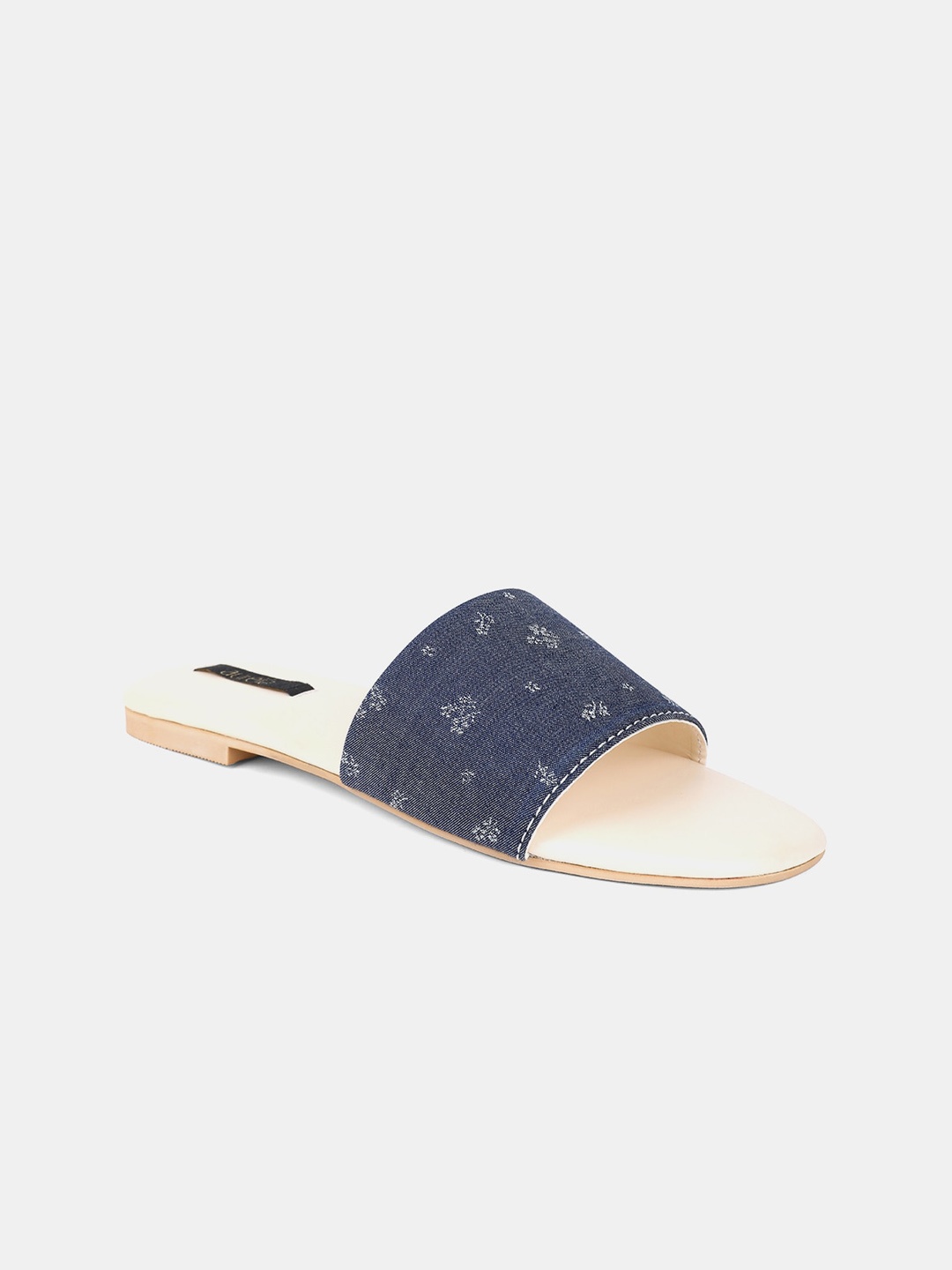 

AURELIA Women Blue Textured Fabric Open Toe Flats