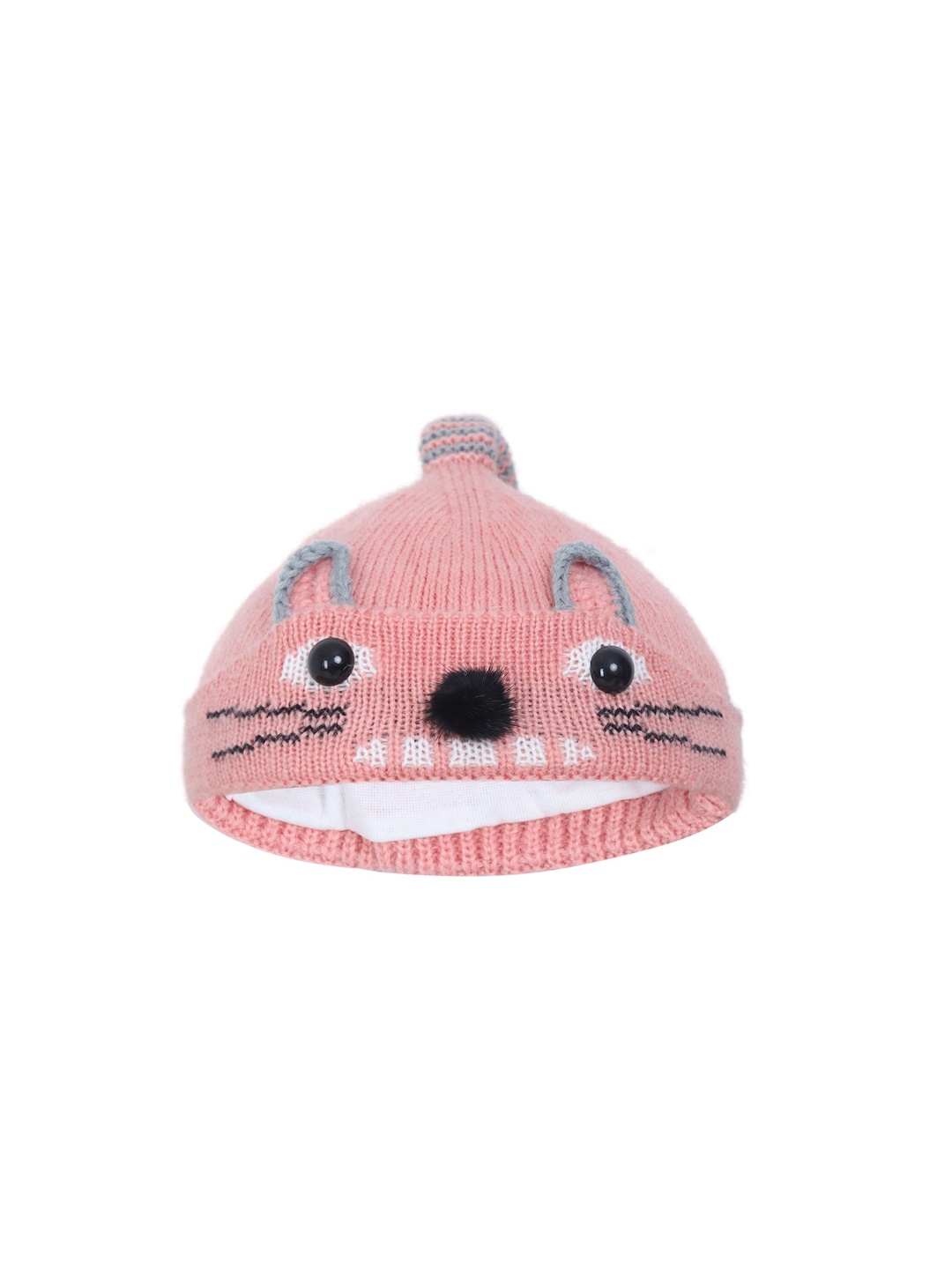 

FabSeasons Girls Peach-Coloured Self Design Beanie