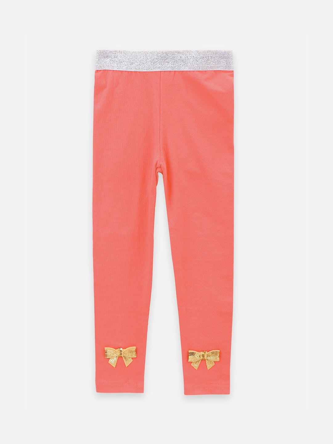 

LilPicks Girls Coral Pink Solid Ankle Length Leggings