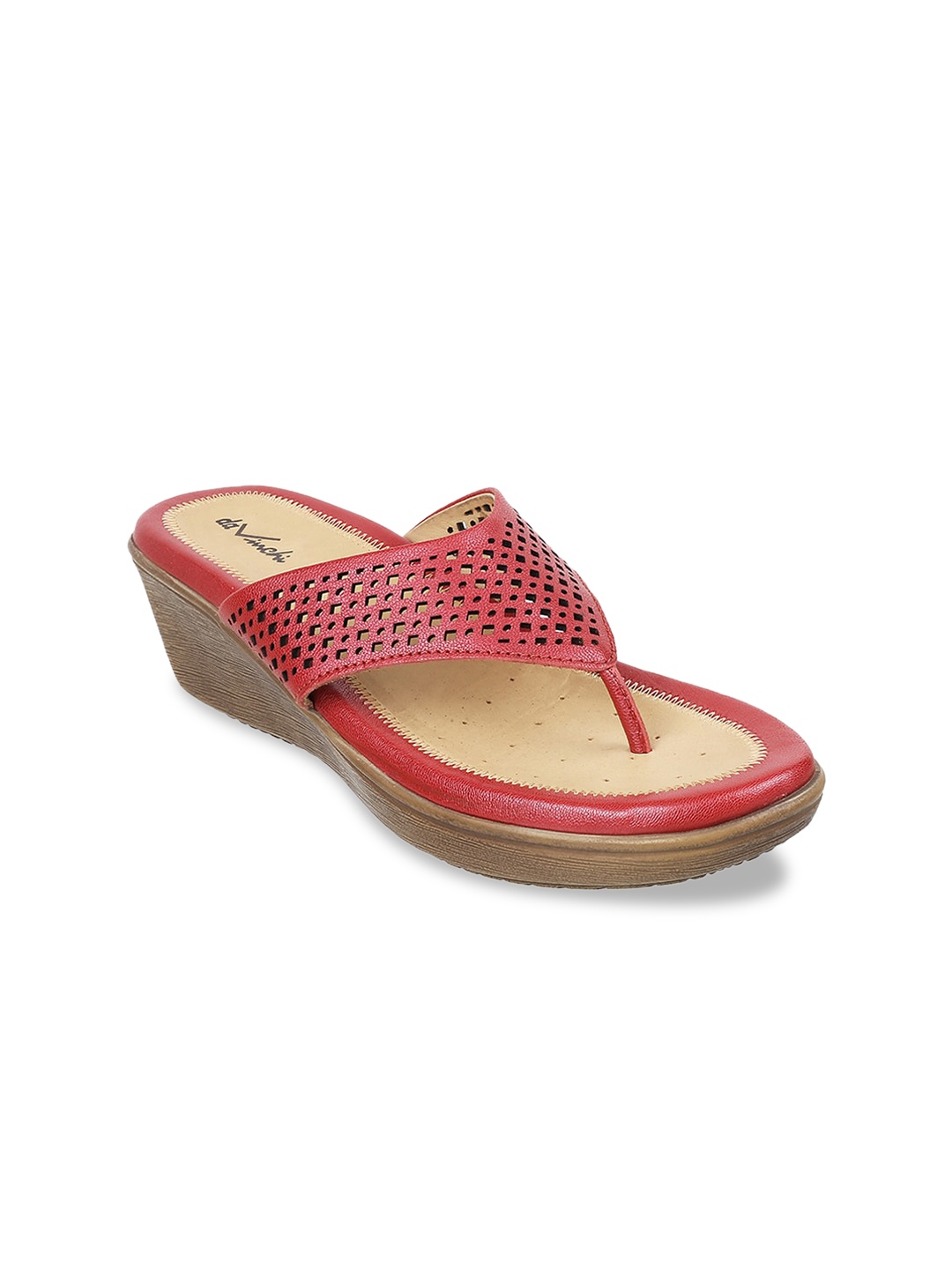 

DAVINCHI Women Red Textured Sandals