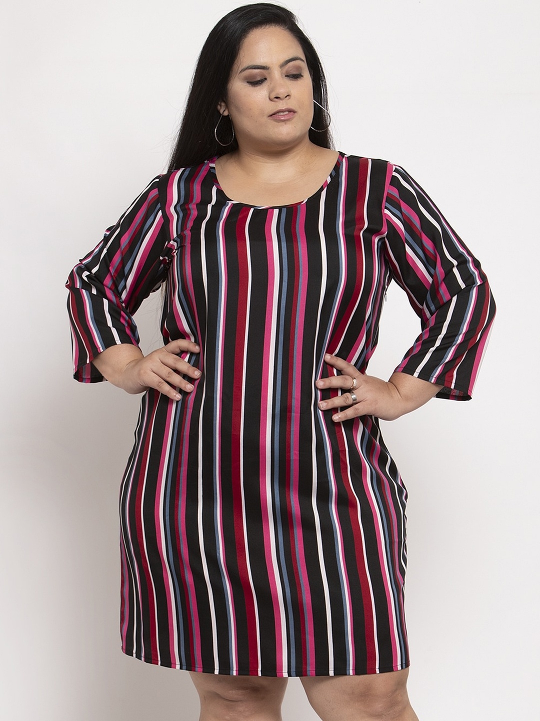 

Flambeur Women Multicoloured Striped A-Line Dress, Multi