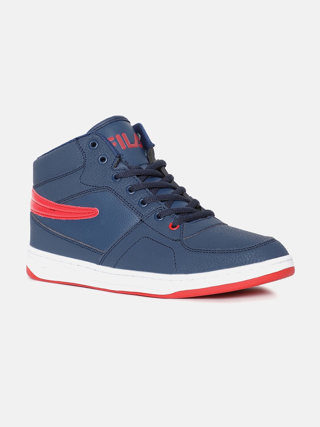 

FILA Men Blue Solid PU Mid-Top Sneakers