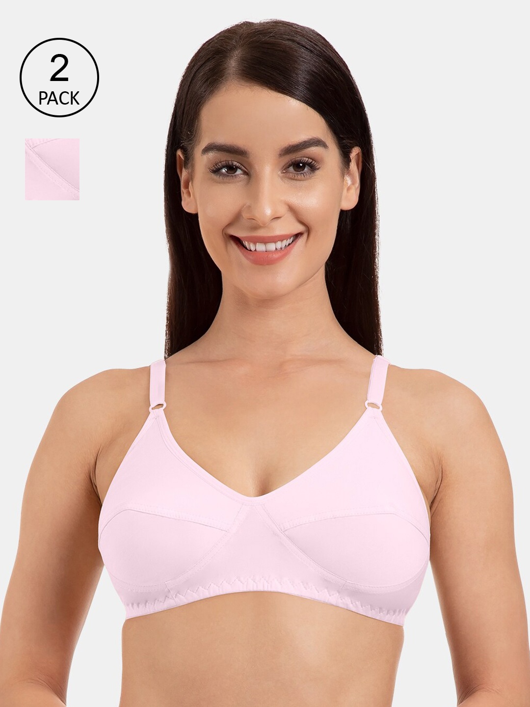 

Tweens Pack Of 2 Pink Solid Non-Padded T-Shirt Bra TW-292-2PC-PK