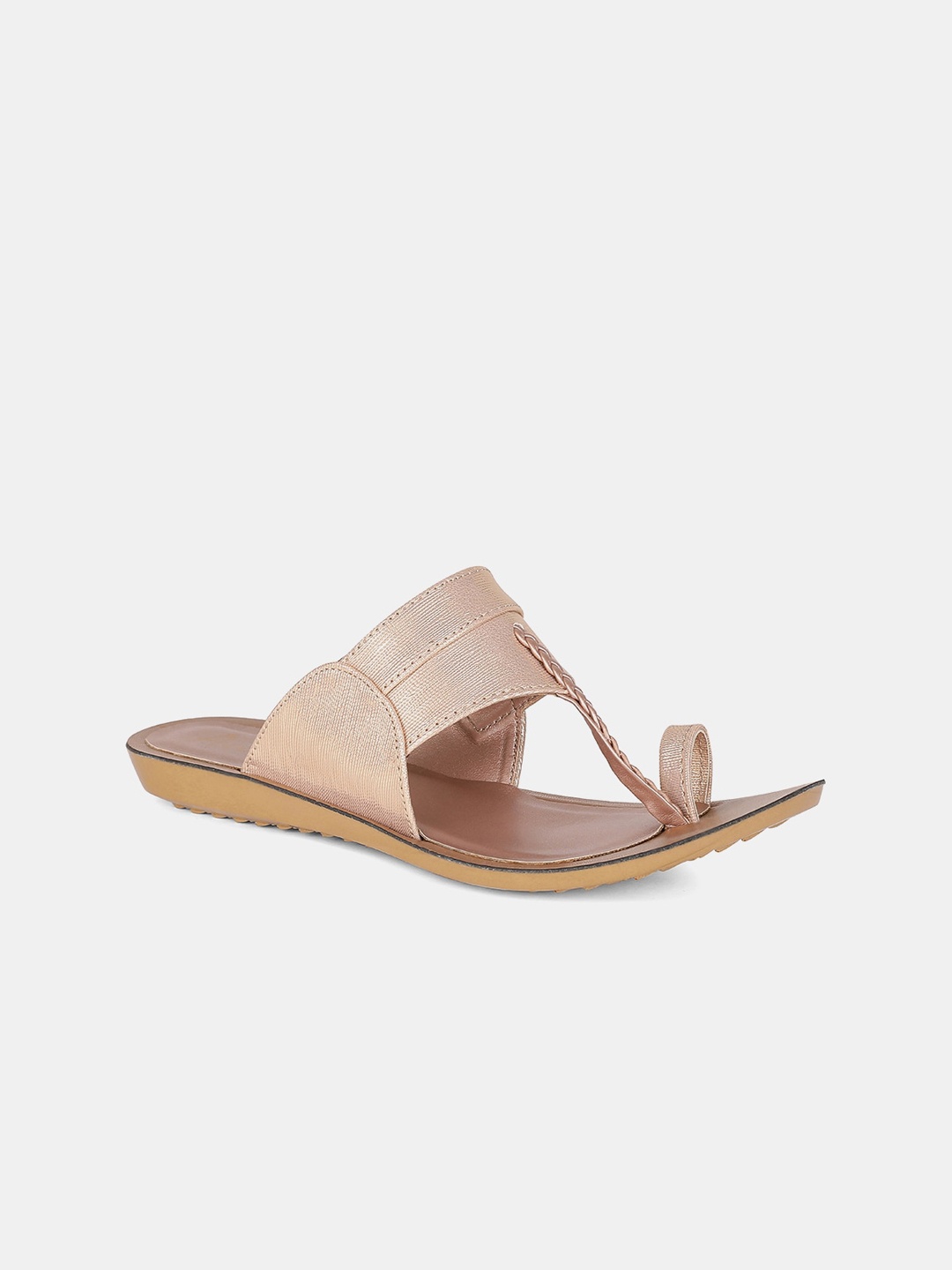 

AURELIA Women Rose Gold Textured Fabric One Toe Flats