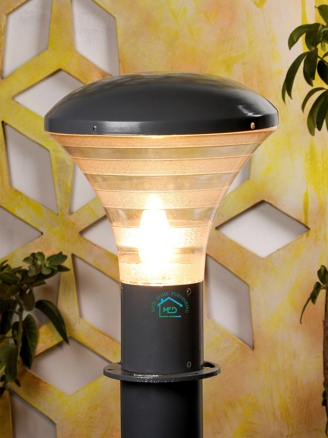 MFD HOME FURNISHING Grey & Transparent Solid Contemporary Outdoor Lamp