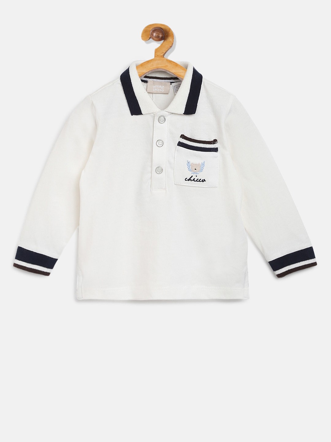 

Chicco Boys White Solid Polo Collar Pure Cotton T-shirt