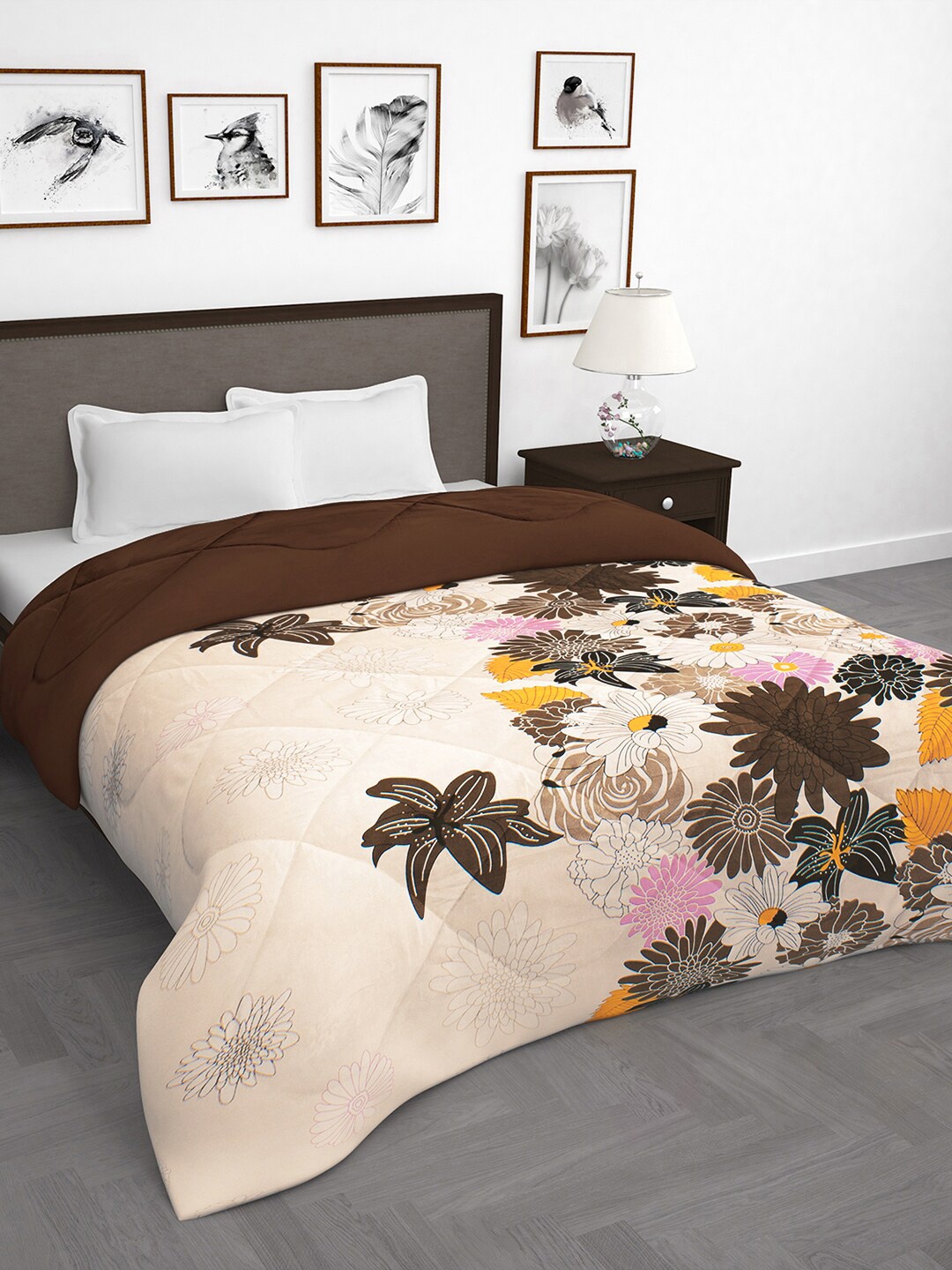 

Story@home Brown & Cream-Coloured Floral Mild Winter 200 GSM Double Bed Comforter