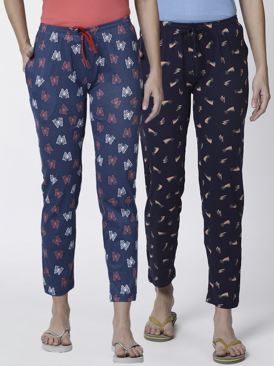 

Kryptic Women Pack Of 2 Printed Lounge Pants, Blue