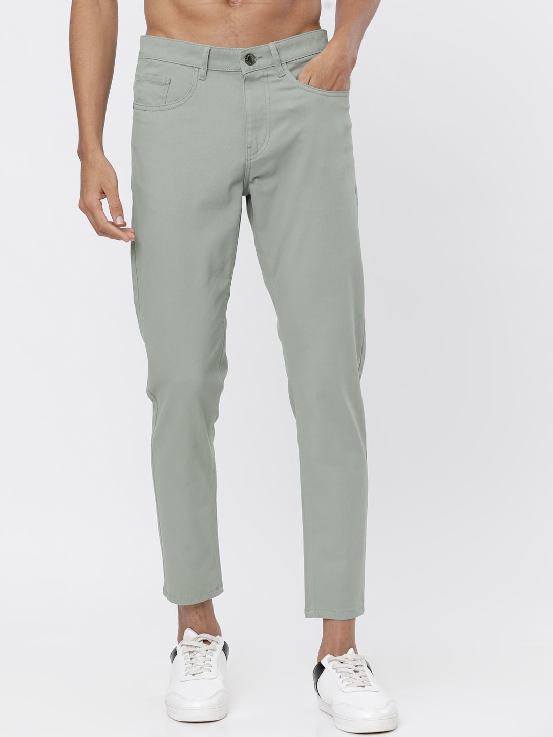 HIGHLANDER Men Green Tapered Fit Solid Regular Trousers