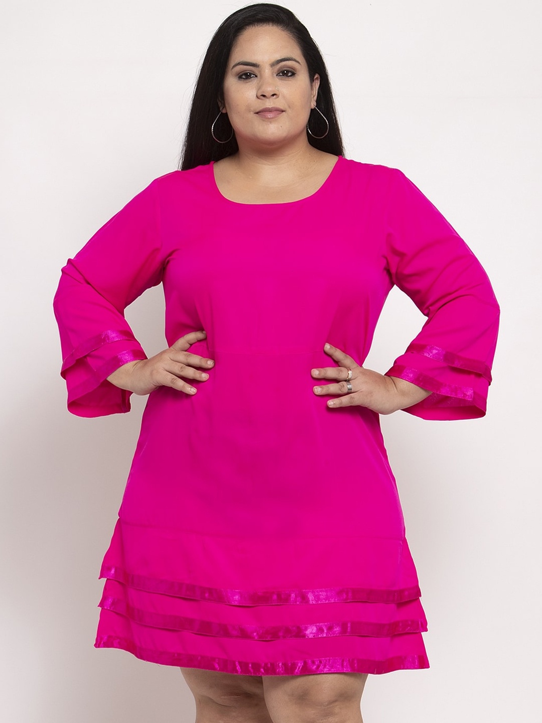 

Flambeur Women Pink Solid A-Line Dress