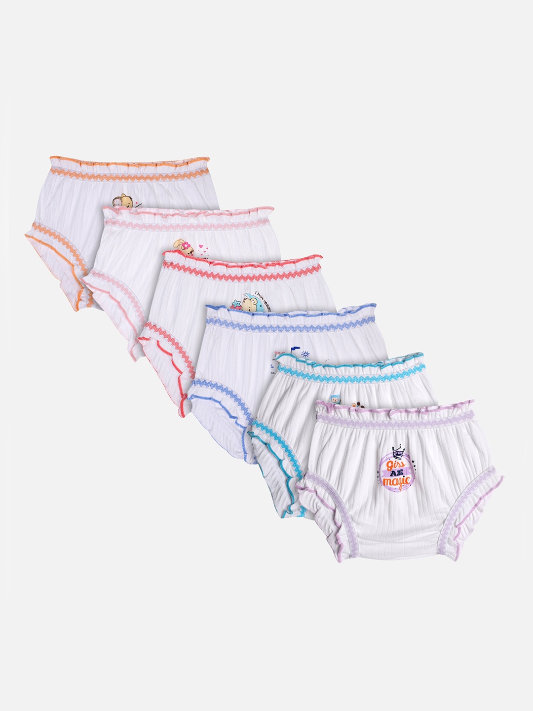 

Bodycare Girls Pack of 6 Printed Bloomer Briefs KIA2600-PK003, White