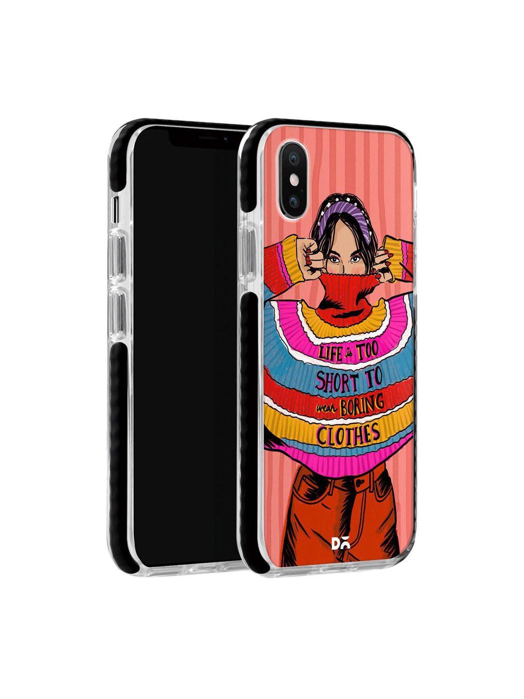 

DailyObjects Men Pink & Red Colourblock Jumper iPhone X Stride Back Cover
