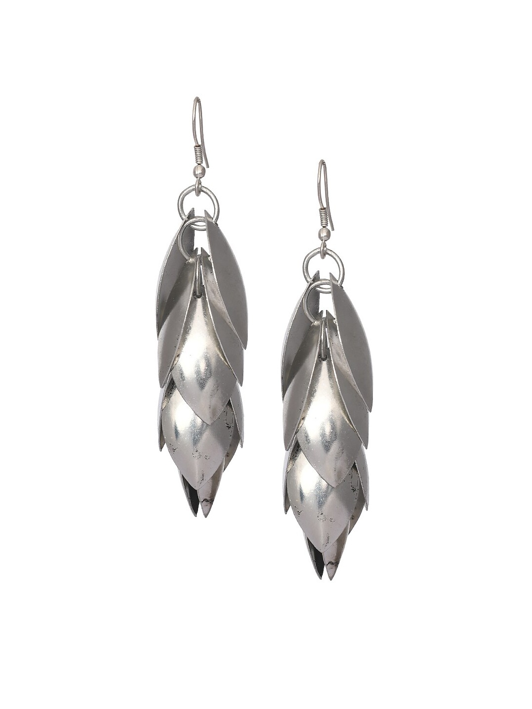 Bodh Design Silver-Toned Contemporary Drop Earrings