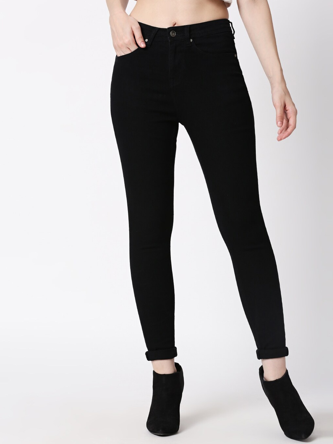 High Star Women Black Slim Fit Jeans