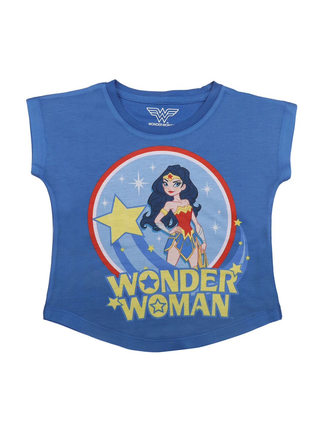 

Wonder Woman Girls Blue Printed Top