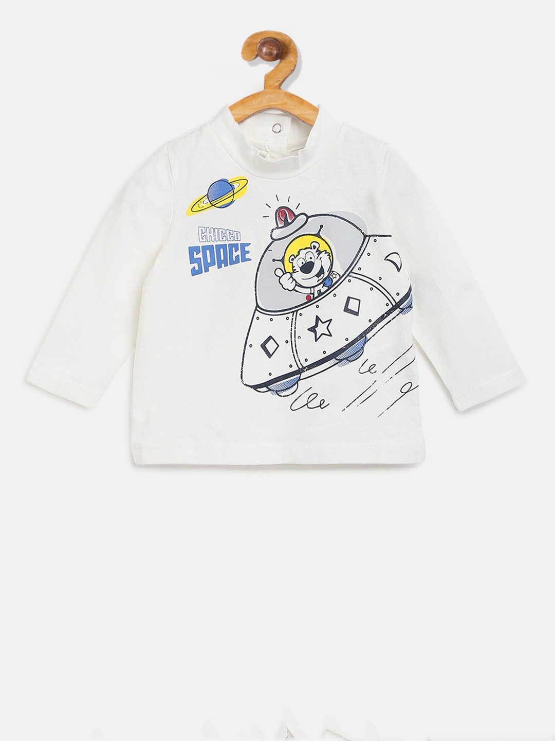 

Chicco Boys White Printed High Neck T-shirt